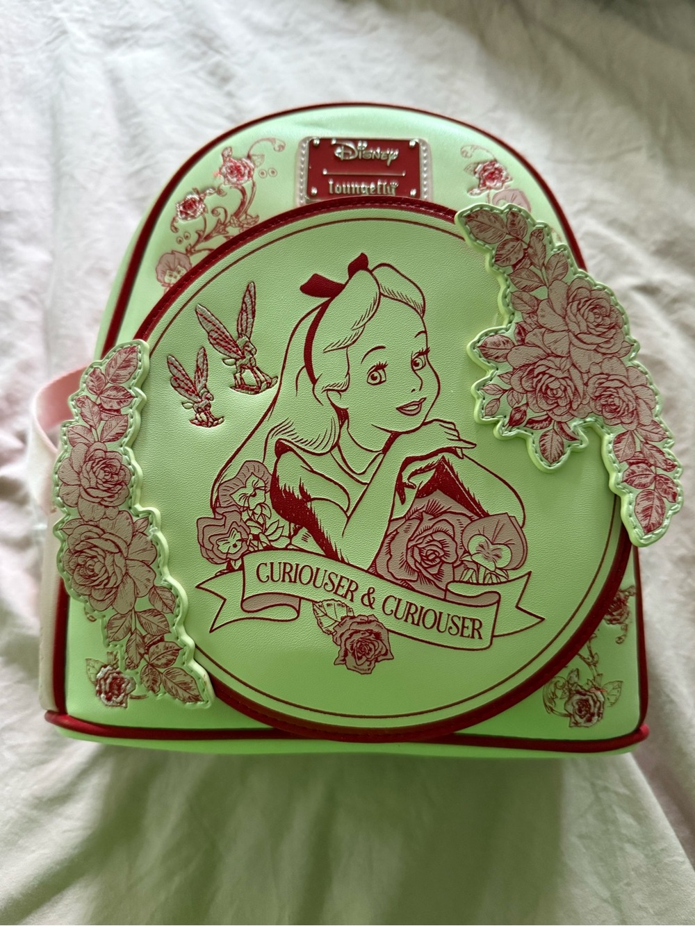 Loungefly Disney Red Sketch Floral Alice in Wonderland Backpack